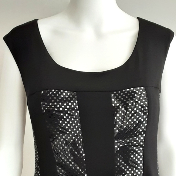 CONNECTED Embellished Silver Polka Dot Cocktail Stretchy Sleeveless Dress Sz 12P - Picture 5 of 12